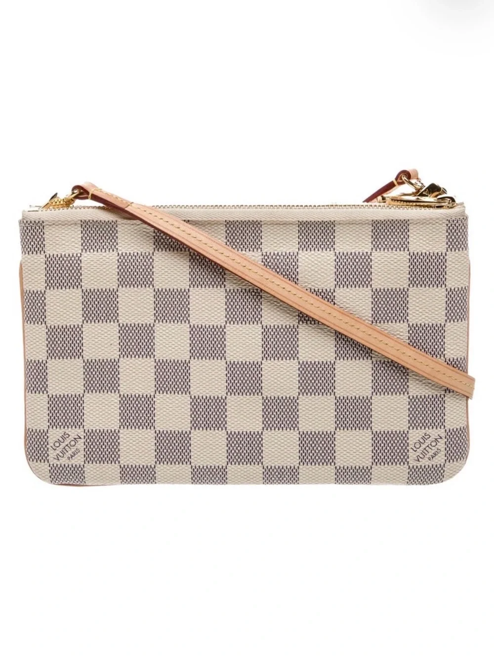 Louis Vuitton Damier Azur Crossbody Pochette in Cream and Tan